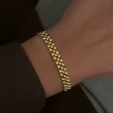 Dikdörtgen Örgü Hasır 14K Altın Kaplama Bileklik - 1