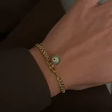 Tekli Nazar Boncuğu 14K Altın Kaplama Bileklik