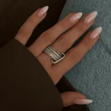 Silver Taşlı Bağlantılı Çoklu Yüzük