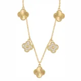 Gold Taşlı Çoklu Yonca Kolye - 2