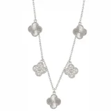 Silver Taşlı Yonca Çoklu Kolye - 2