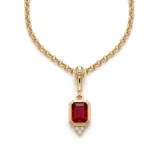 Gold Bordo Taşlı Kolye - 2