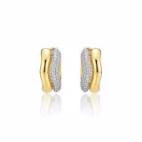 Gold Silver Taşlı İkili Küpe - 2