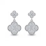 Silver Full Taşlı Yonca Küpe - 2