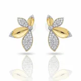 Gold Silver Taşlı Çiçek Küpe - 2