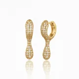 Gold Full Taşlı Küpe - 2