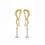 Gold Taşlı Sallantılı Damla Küpe - 2