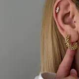 Gold Oval Dorika Küpe - 1