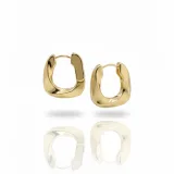Gold Kıvrımlı Kare Küpe - 2