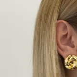 Gold Oval Kalın Küpe - 1