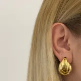 Gold Oval Top Küpe - 1
