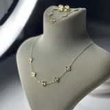 Yonca 14K Altın Kaplama Set (Bileklik ve Kolye) - 2