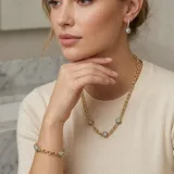 Mavi Taşlı Top Detaylı Kolye - 1