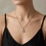 Ay yıldız kolye gold taşlı çelik - 1