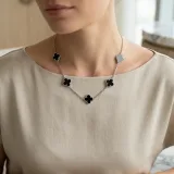 çelik gold siyah çoklu yonca kolye - 1