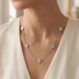 Altın kaplama gümüş çoklu yonca kolye - 1