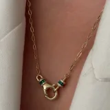 Yeşil Taşlı Oval Tasarım Kuyum Model  Kolye - 1