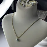 Sosyete Gözü 14K Altın Kaplama Set (Kolye, Bileklik, Küpe) - 2