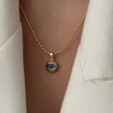 Göz Detaylı Gold Kolye - 1