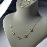 Yonca 14K Altın Kaplama Set (Bileklik ve Kolye) - 3