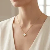 Çelik beyaz yonca kolye - 1