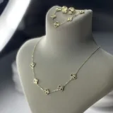 Yonca 14K Altın Kaplama Set (Bileklik ve Kolye) - 1