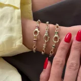 Halka Detaylı 14K Altın Kaplama Bileklik - 1
