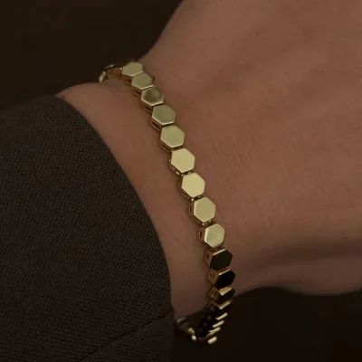 Bal Peteği 14K Altın Kaplama Bileklik