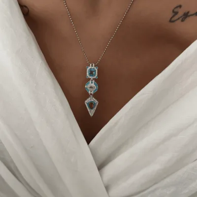 Silver Üç Geometrik Uçlu Kolye
