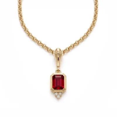 Gold Bordo Taşlı Kolye - ikinci görsel