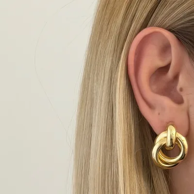 Gold Oval Halka Küpe
