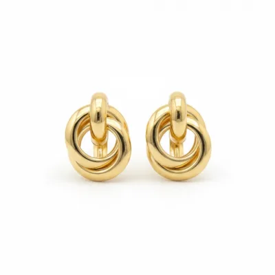 Gold Oval Halka Küpe - ikinci görsel
