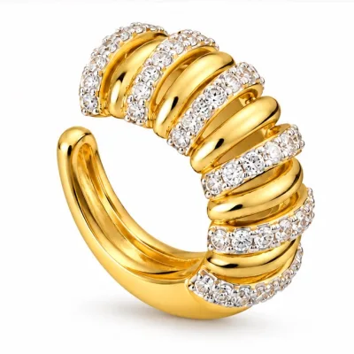 Gold Taşlı Burgu Kıkırdak Küpe - ikinci görsel