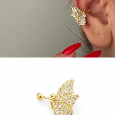 Kelebek Figürlü Kıkırdak Küpe