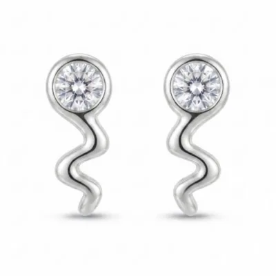 Silver Taşlı Zigzag Küpe - ikinci görsel