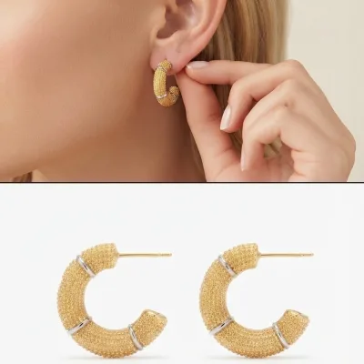 tasarım gold tırtıklı küpe