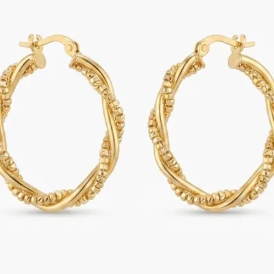 Burgu Detaylı Gold Küpe - ikinci görsel