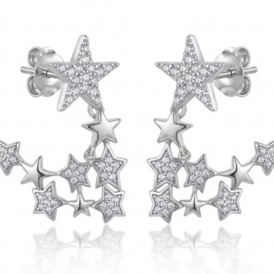 Silver Taşlı Yıldız Küpe - ikinci görsel