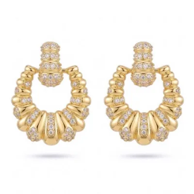 Gold Taşlı Halka Küpe - ikinci görsel