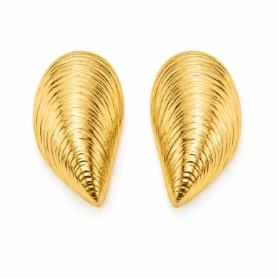 Gold Kabuk Desenli Küpe - ikinci görsel
