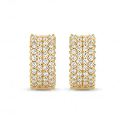 Gold Küçük Taşlı Silver Detaylı Küpe - ikinci görsel