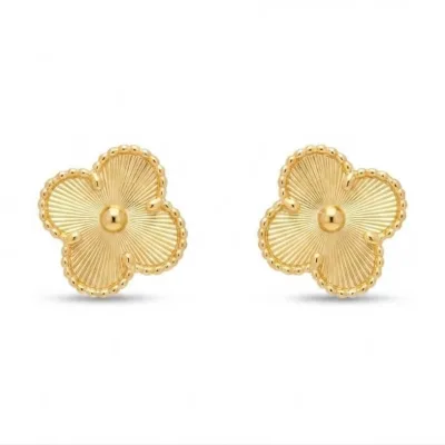 Gold Çiçek Figürlü Küpe - ikinci görsel