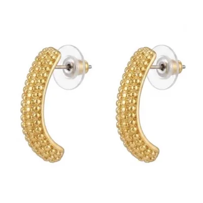 Gold Tırtıklı Oval Küpe - ikinci görsel