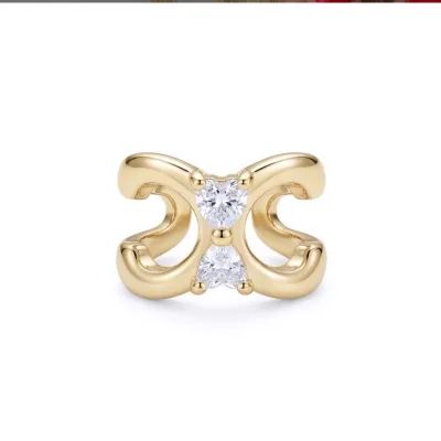 Gold İki Taşlı Kıvrım Kıkırdak Küpe - ikinci görsel