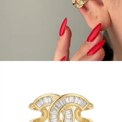 Baget Taşlı Çift Halka Earcuff