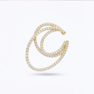 Gold Üç Halkalı Taşlı Kıkırdak Küpe - ikinci görsel