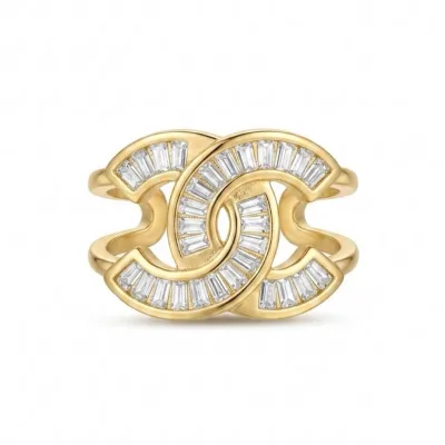 Baget Taşlı Çift Halka Ear Cuff - ikinci görsel