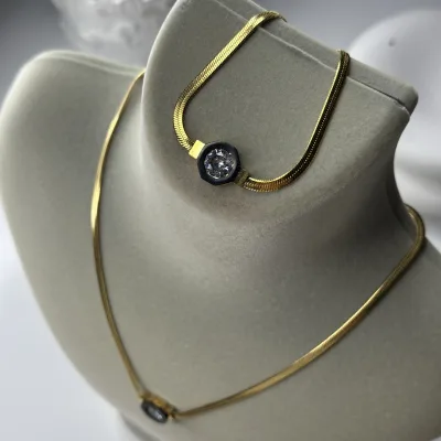 Gold Tek Taşlı Serenay Çelik Set