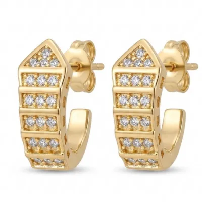 Gold Sıra Taşlı Küpe - ikinci görsel