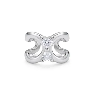 Silver Kristal Taşlı Kıvrım Kıkırdak Küpe - ikinci görsel